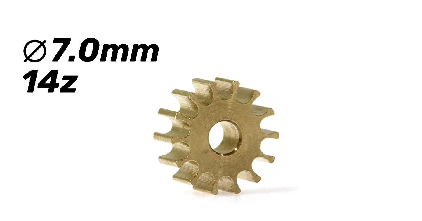 Motordrev mässing 14t ø7mm